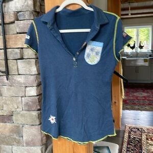 Alp n Rock, v-neck T-shirt, blue, size 3/M